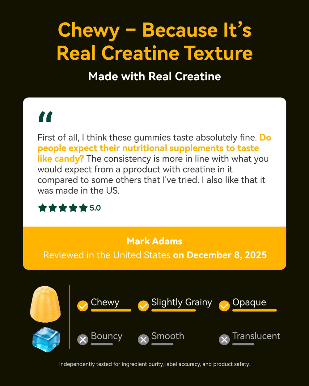 Inner Brightness Creatine Gummies closeup highlighting orange lemon flavor
