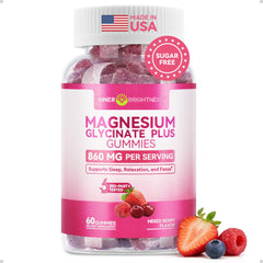 Inner Brightness magnesium glycinate gummies bottle front showing mixed berry flavor