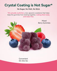 Close-up of Inner Brightness gummies with sugar-free coating and chewy texture