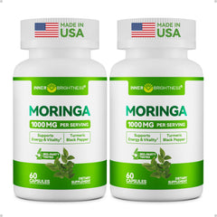 Inner Brightness Moringa capsules bottle with 1000mg formula for daily energy