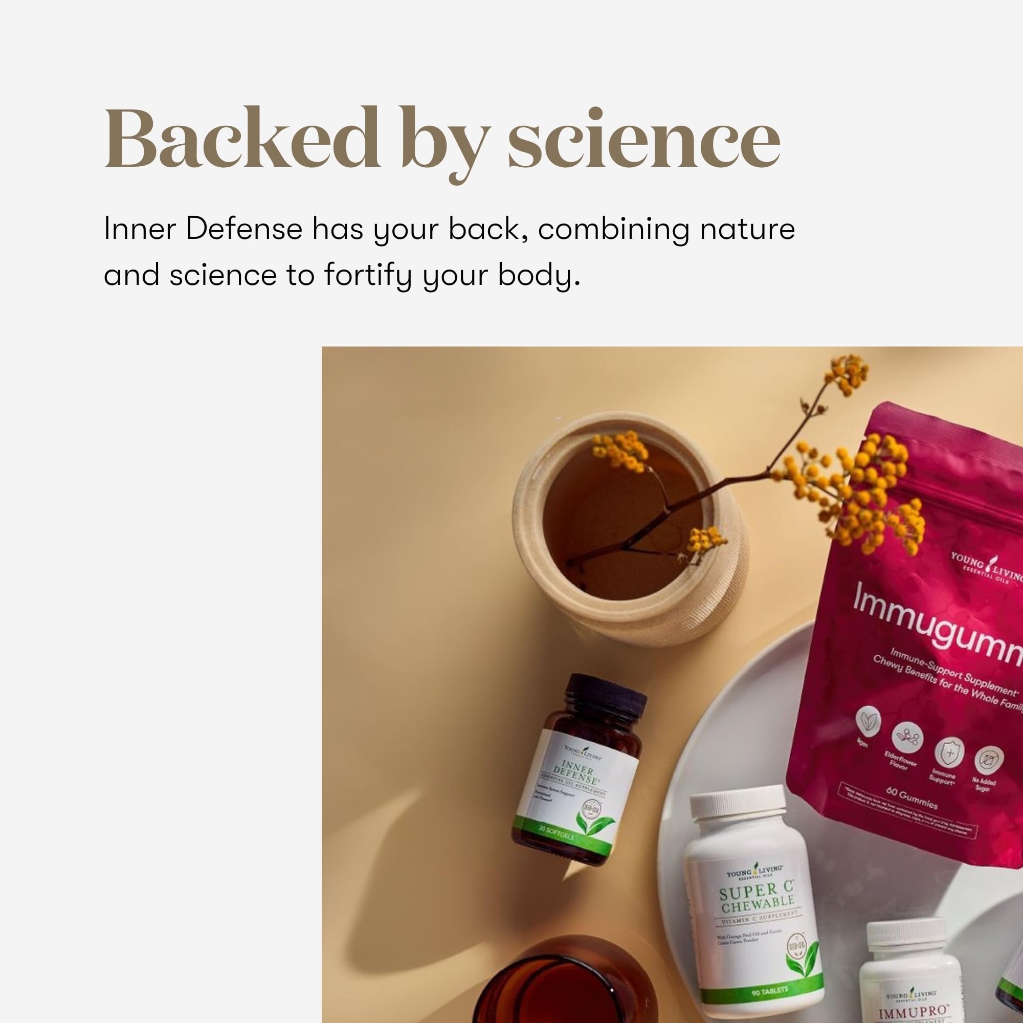 Packaging seal on Inner Defense bottle highlights purity and potency