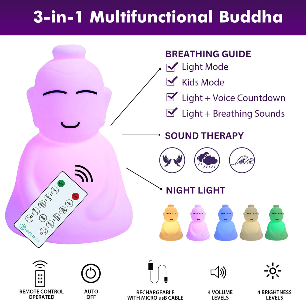 INNER TRUTH night light showing color options for soothing ambience.