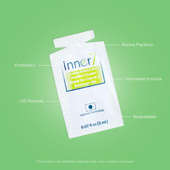 INNER7 label closeup highlights sea mineral blend for balanced nutrition