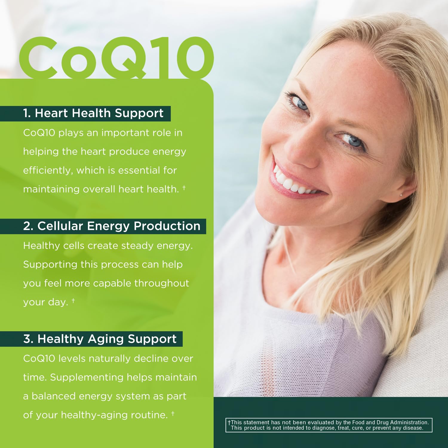 Innervis Nutrition CoQ10 softgels pouring from bottle into hand.