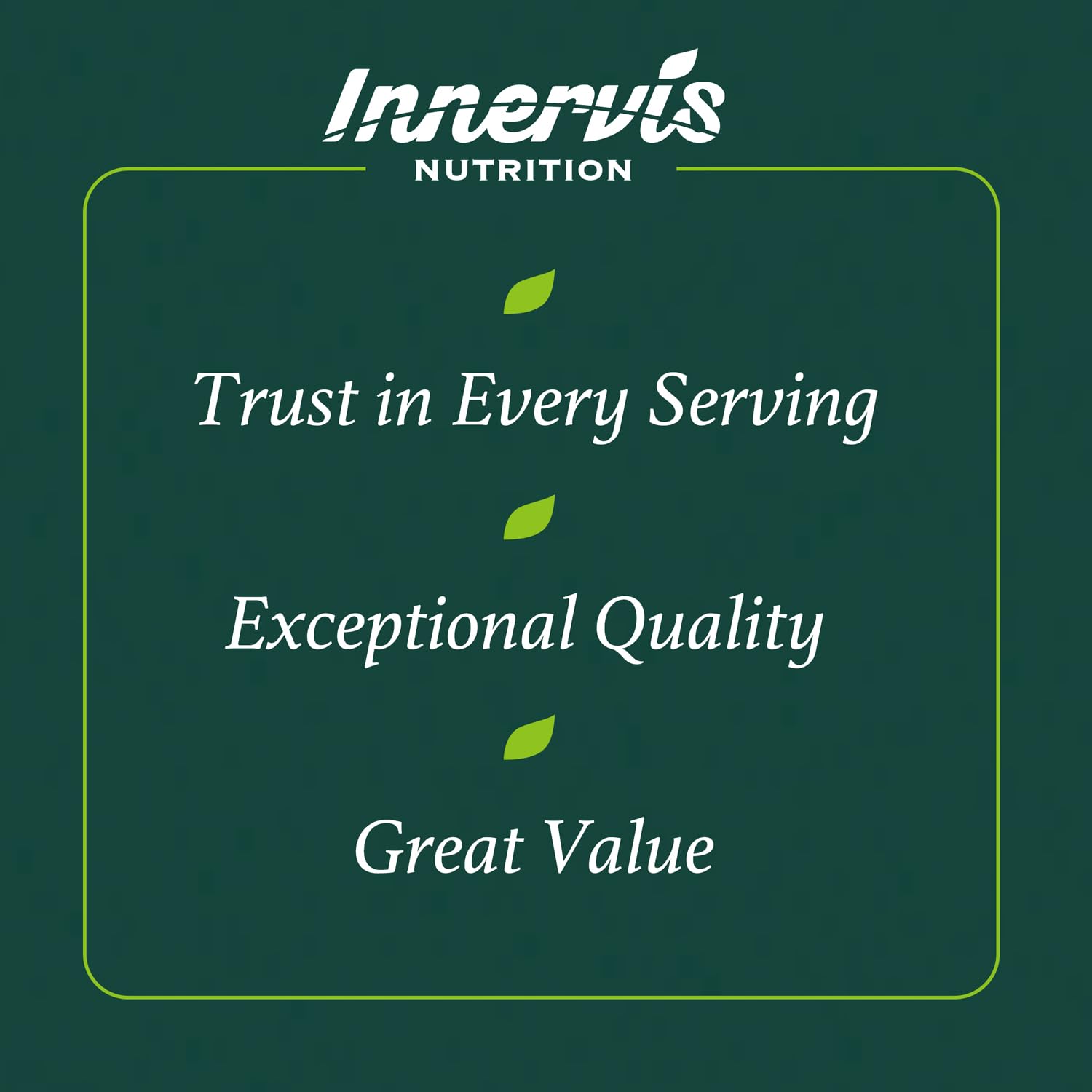 Innervis Nutrition packaging box front conveys product clarity and nutrition highlights.