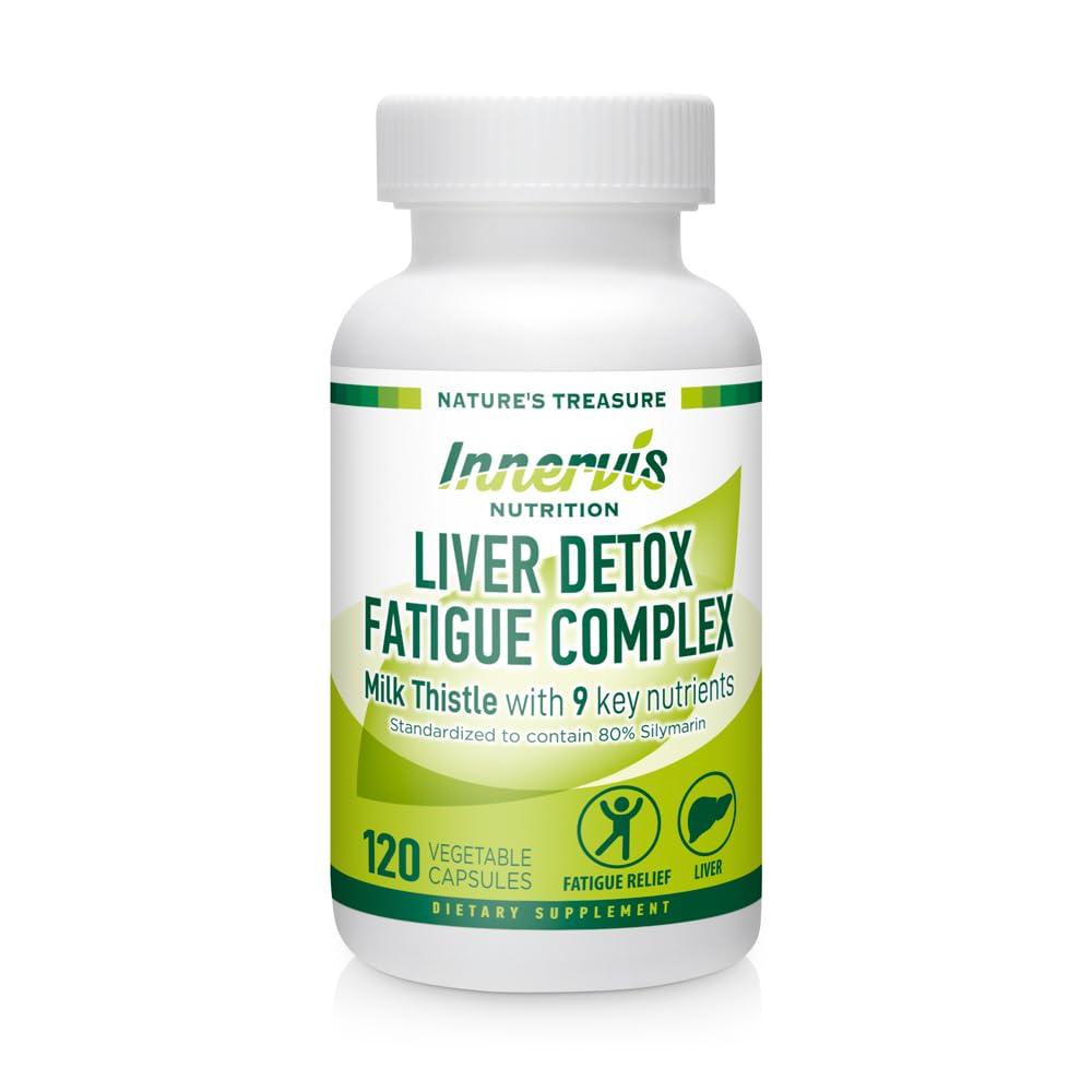 Innervis Nutrition Liver Detox Milk Thistle bottle illustrating detox support for daily use.