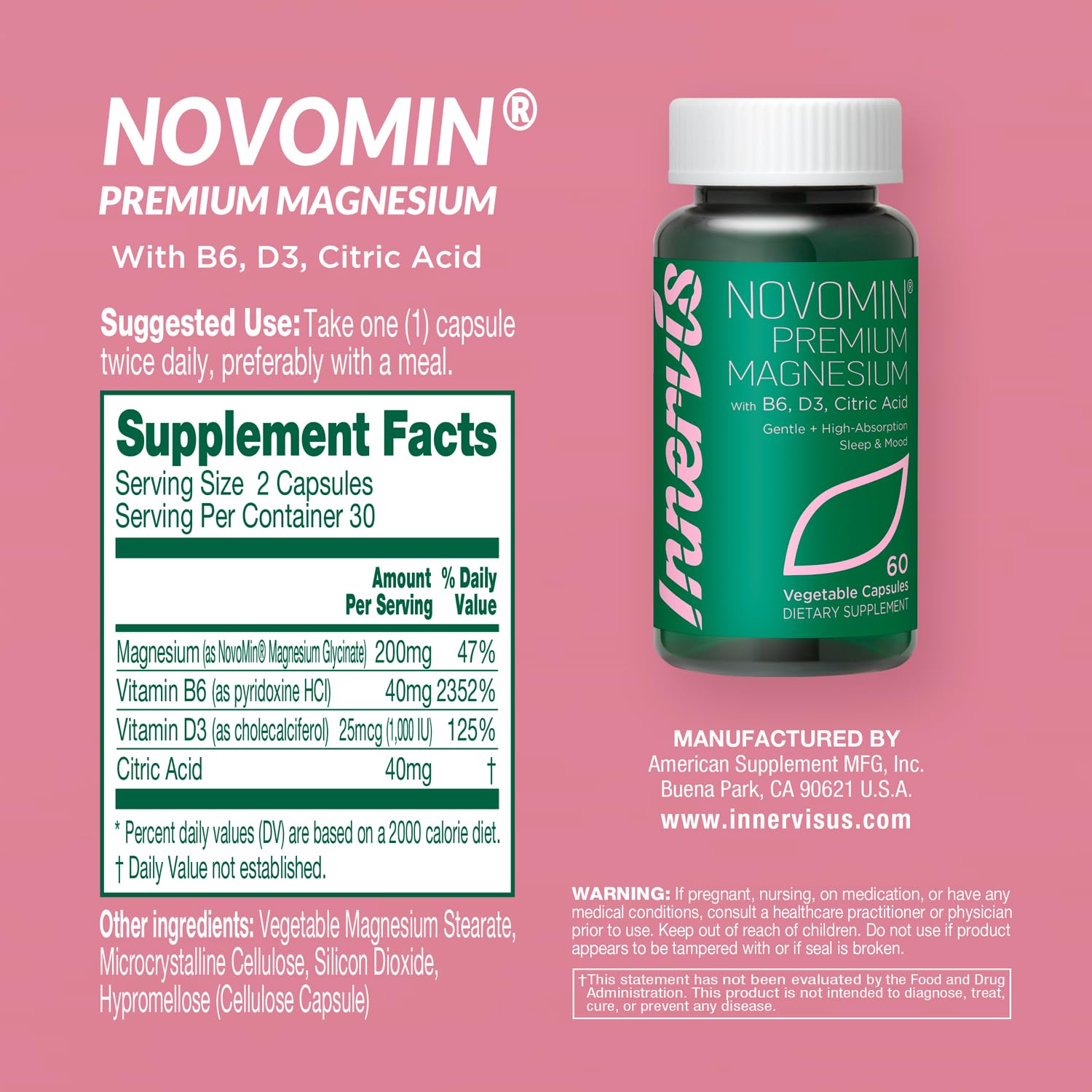 INNERVISNUTRITION product on a bedside table signaling a nightly relax routine.