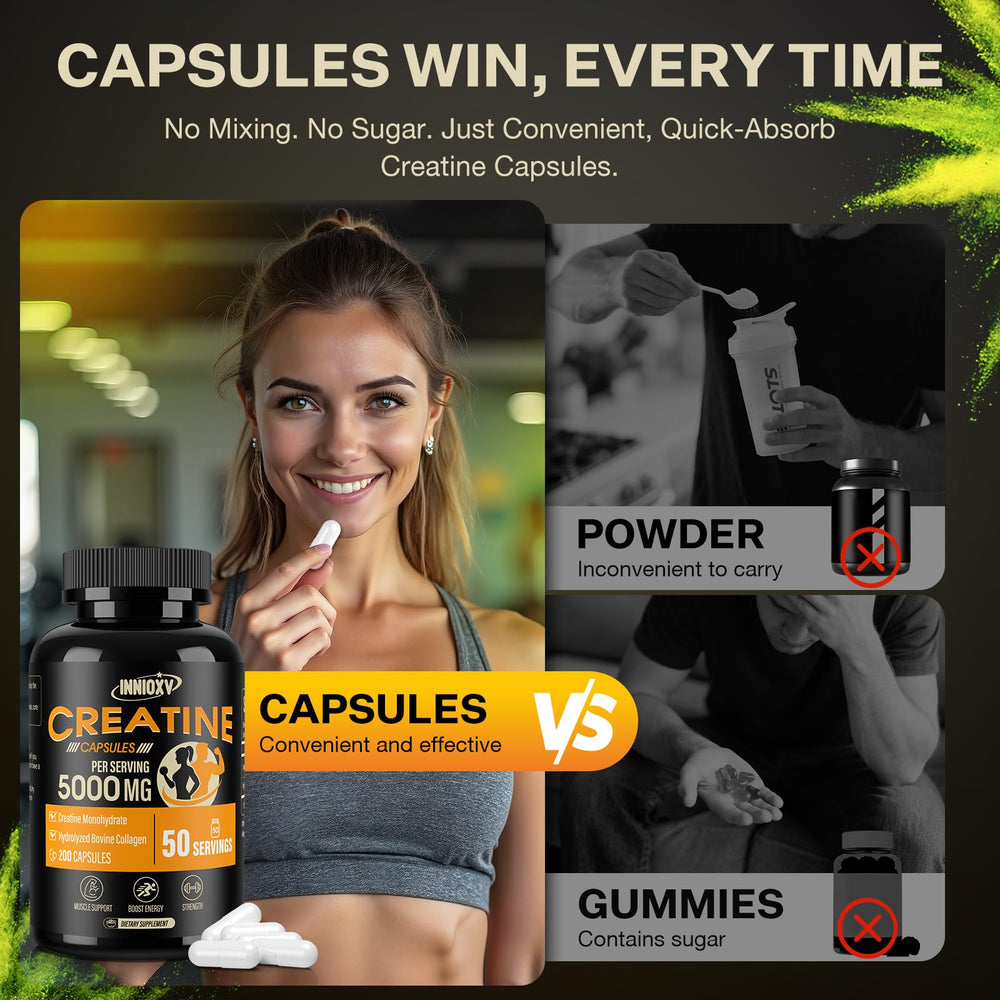 INNIOXV athlete in gym scene using capsules for on-the-go training support.