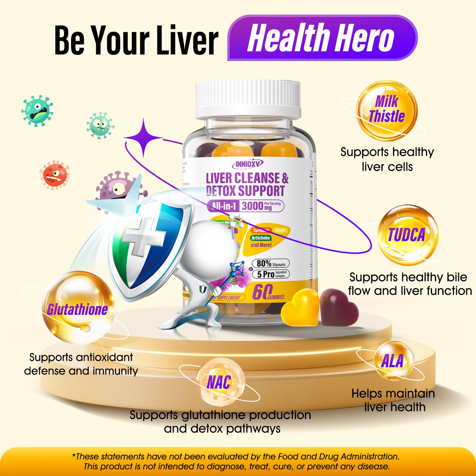 INNIOXV Vegan Gummies with grape and orange flavor—soft and tasty.