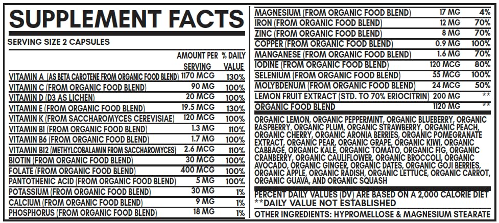 Innocuous Vitamins open capsule image suggests natural fruit aroma and taste