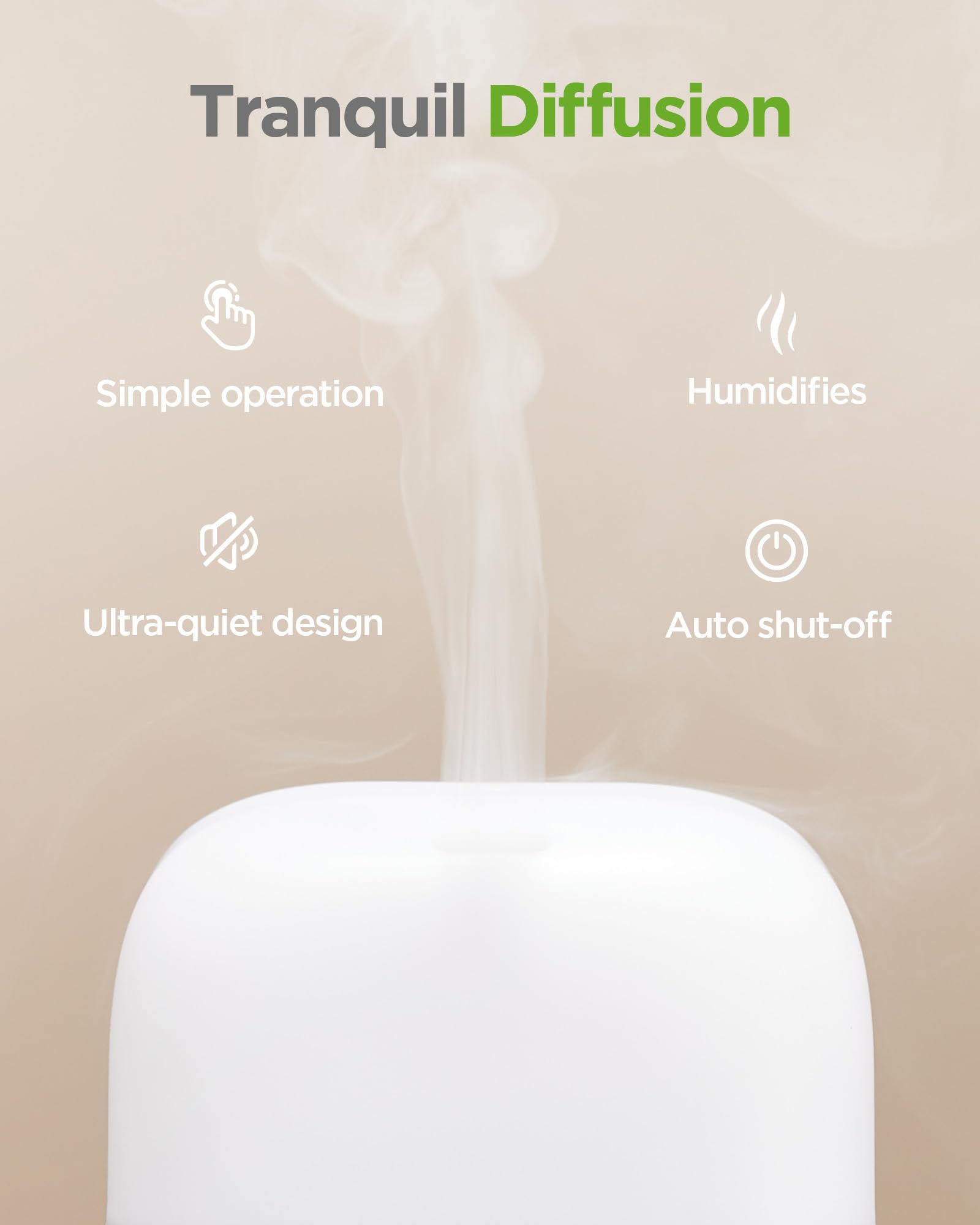 InnoGear diffuser with 8-color LED lights enhances mood and ambiance.