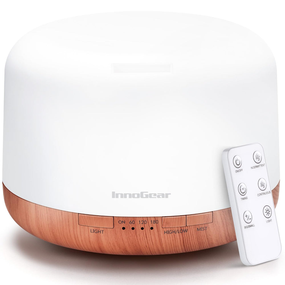 InnoGear 500ml diffuser with remote control for convenient room-wide adjustments.