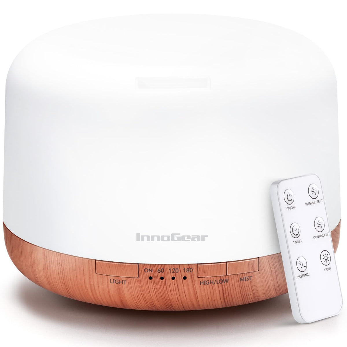 InnoGear 500ml diffuser with remote control for convenient room-wide adjustments.