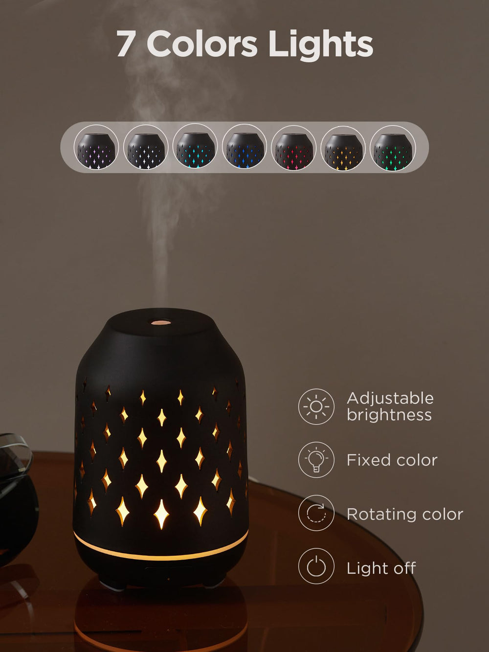 InnoGear Aromatherapy Diffuser ceramic cover star engraving for elegant decor