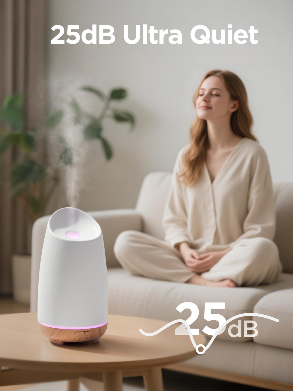 InnoGear diffuser nightlight feature, soft LED glow for calming ambiance