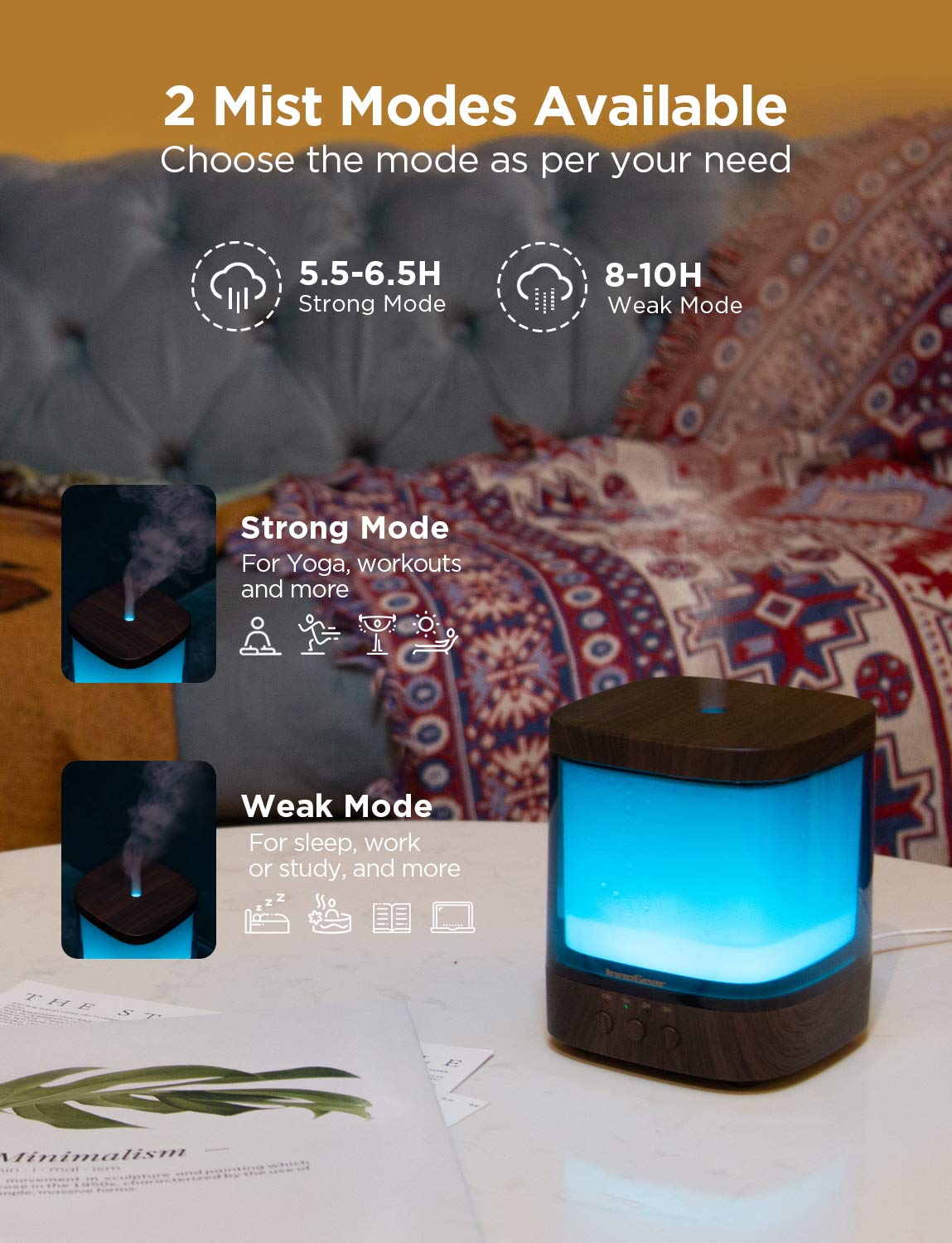 InnoGear diffuser 300ml top view shows water level and mist outlet.