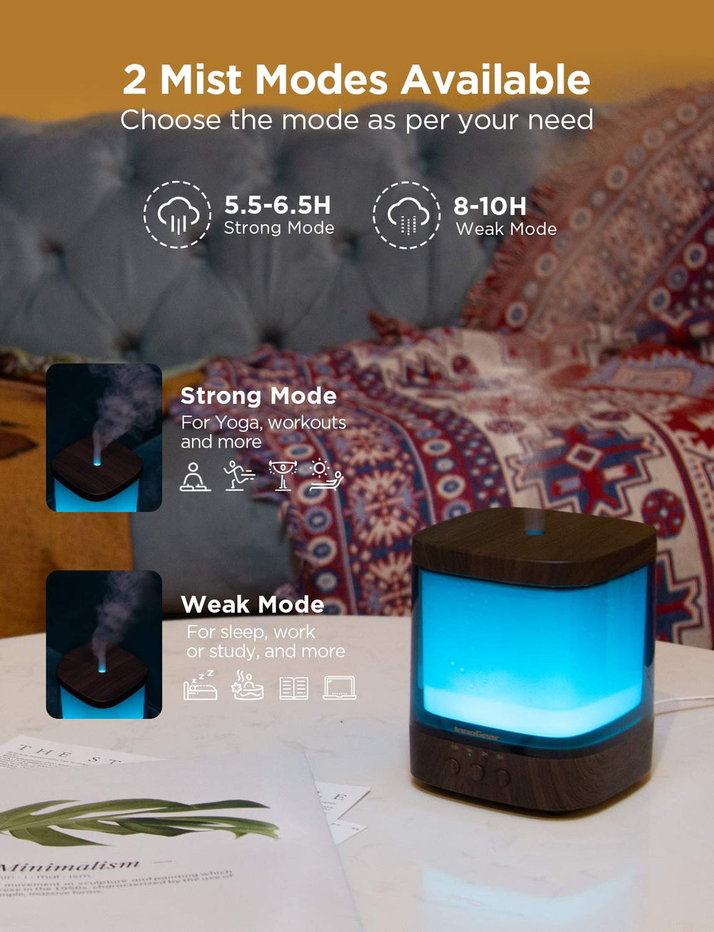 InnoGear diffuser 300ml top view shows water level and mist outlet.