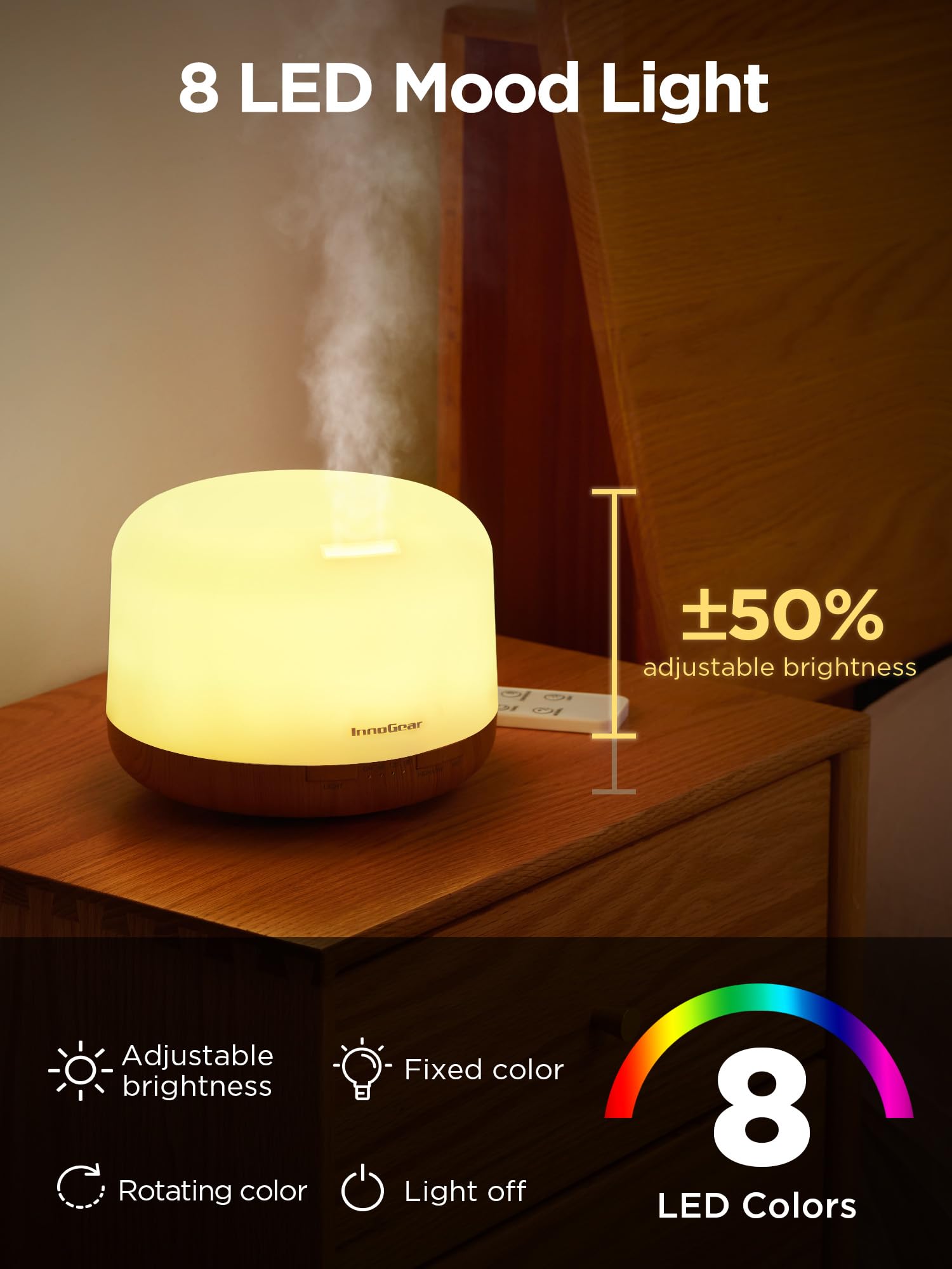 Ambient light in multiple colors to set the mood.