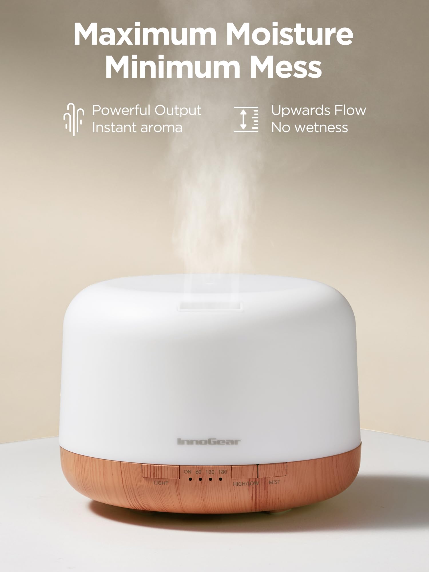 InnoGear diffuser auto-off timer for safe overnight use.