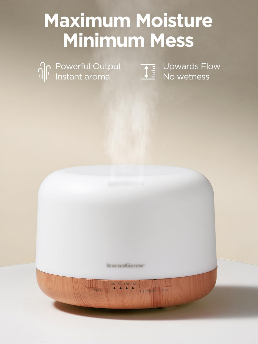 InnoGear diffuser auto-off timer for safe overnight use.