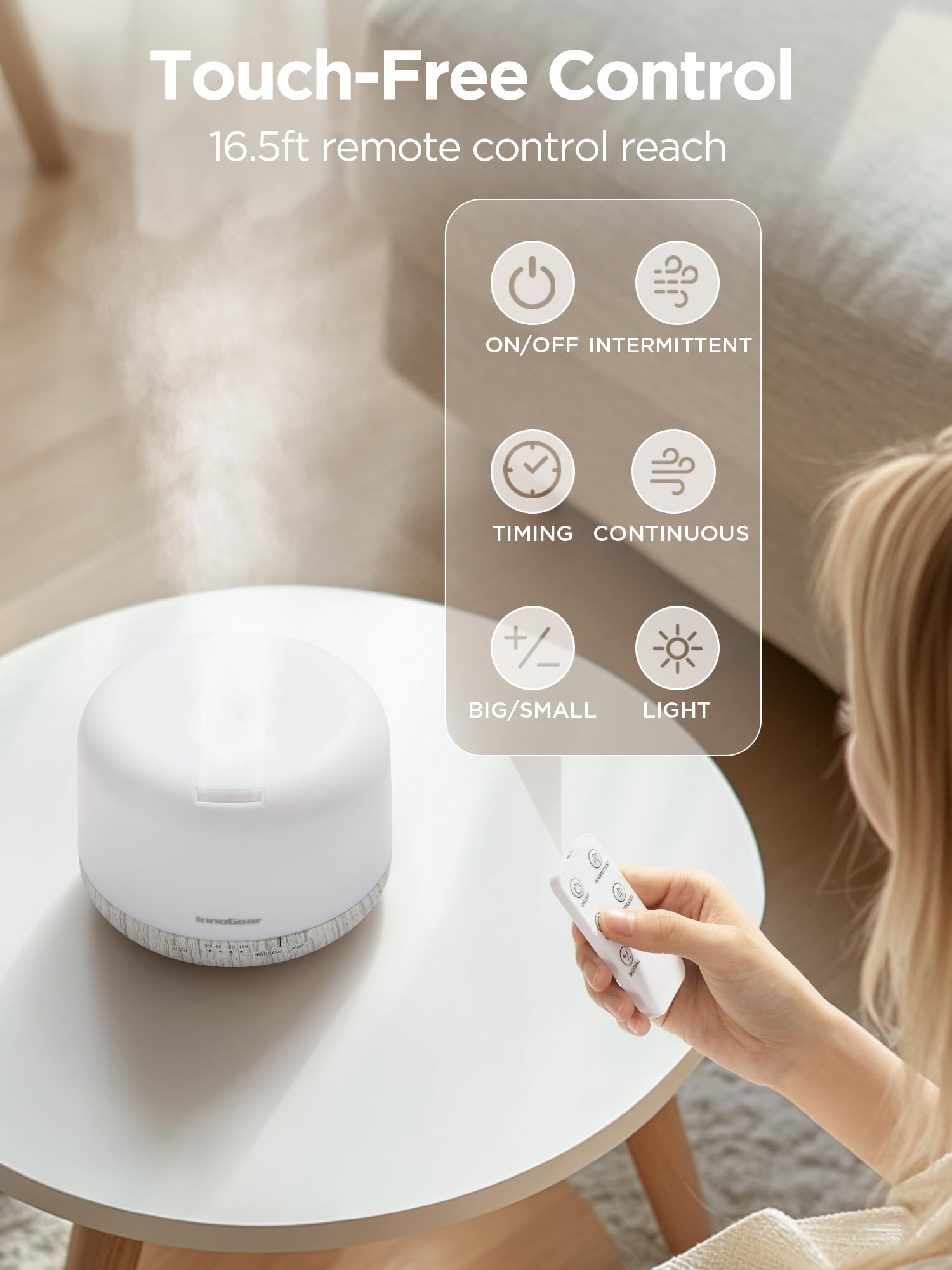 InnoGear diffuser with auto-off timer for safe overnight use