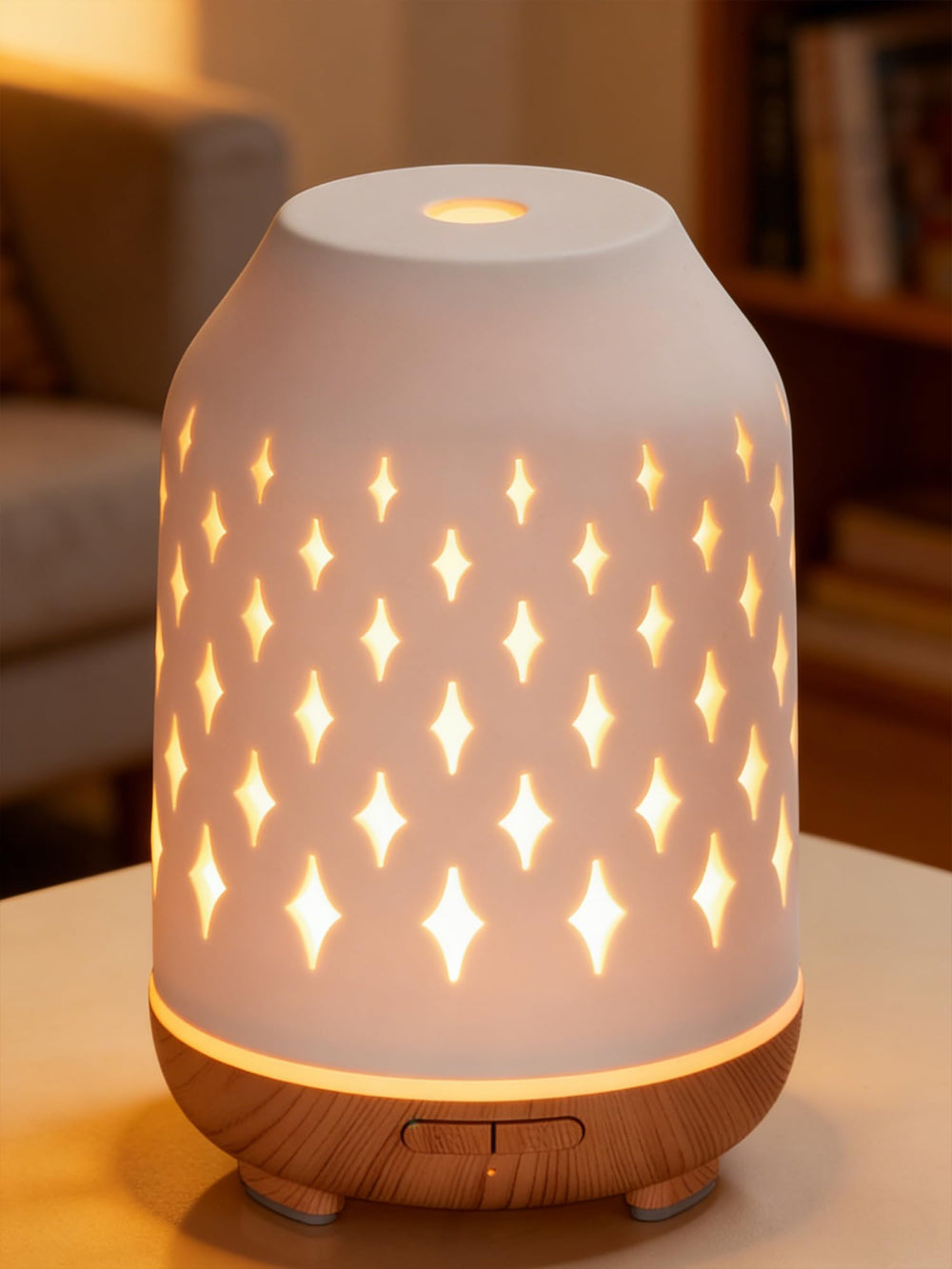InnoGear diffuser with ceramic cover and star engravings creates a romantic ambience