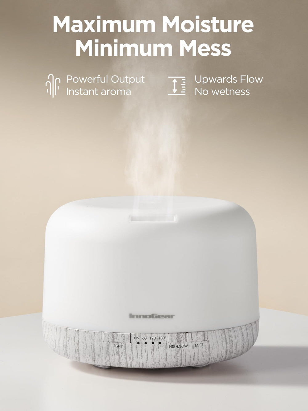 InnoGear diffuser supports continuous and intermittent mist modes