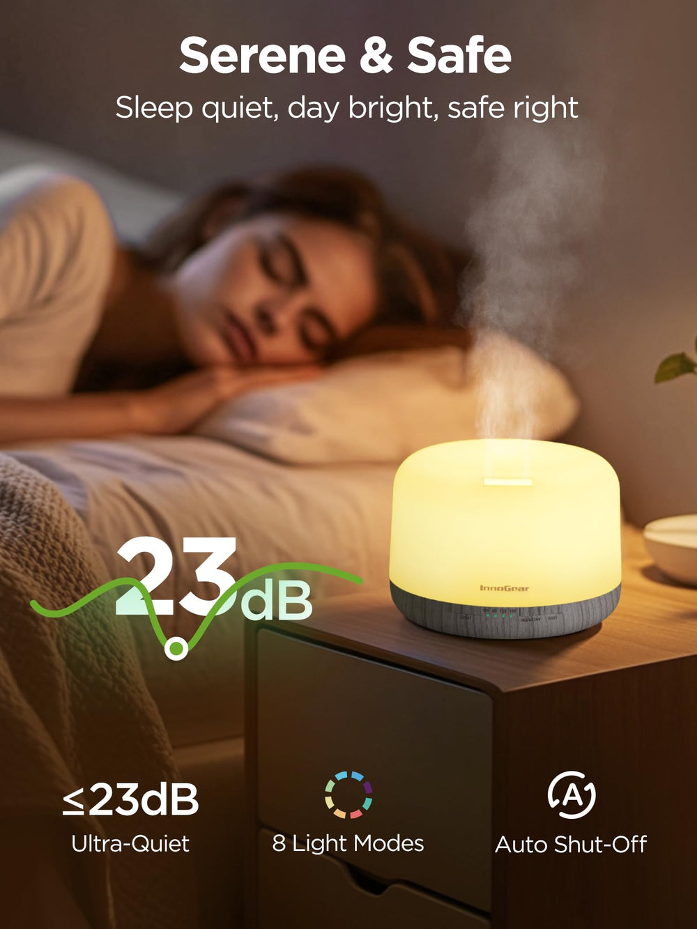 InnoGear diffuser features an easy-clean 500ml water tank