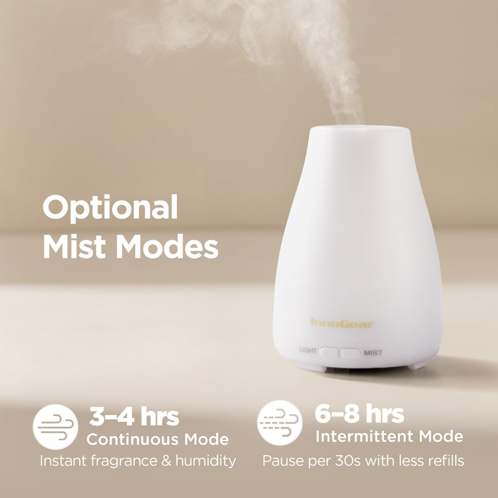 Intermittent mist mode from InnoGear diffuser delivers long-lasting aroma intervals