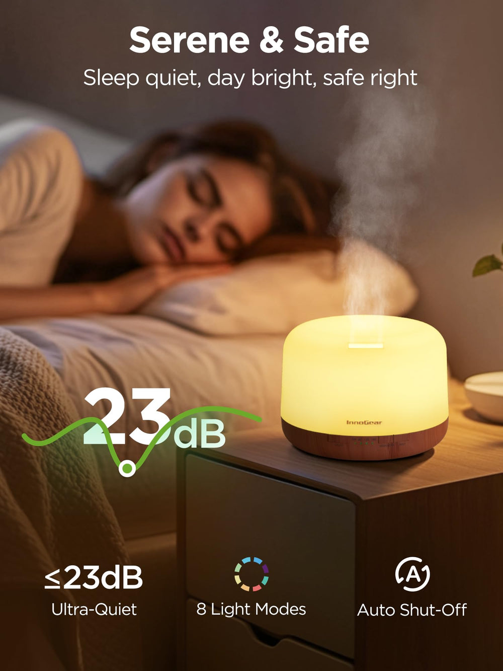InnoGear diffuser living-room ambience highlighting elegant packaging and cozy space.