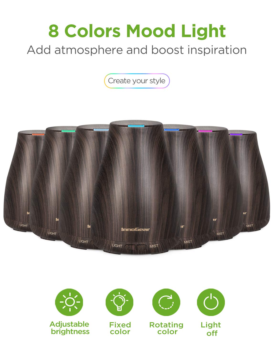 InnoGear diffuser six oil set enhances room aromatherapy options