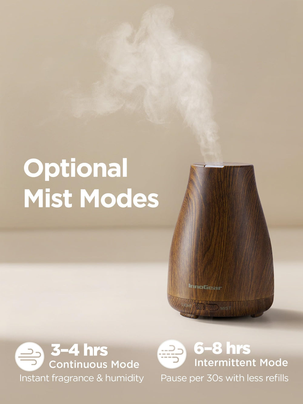 InnoGear diffuser offering two mist modes to tailor fragrance intensity.