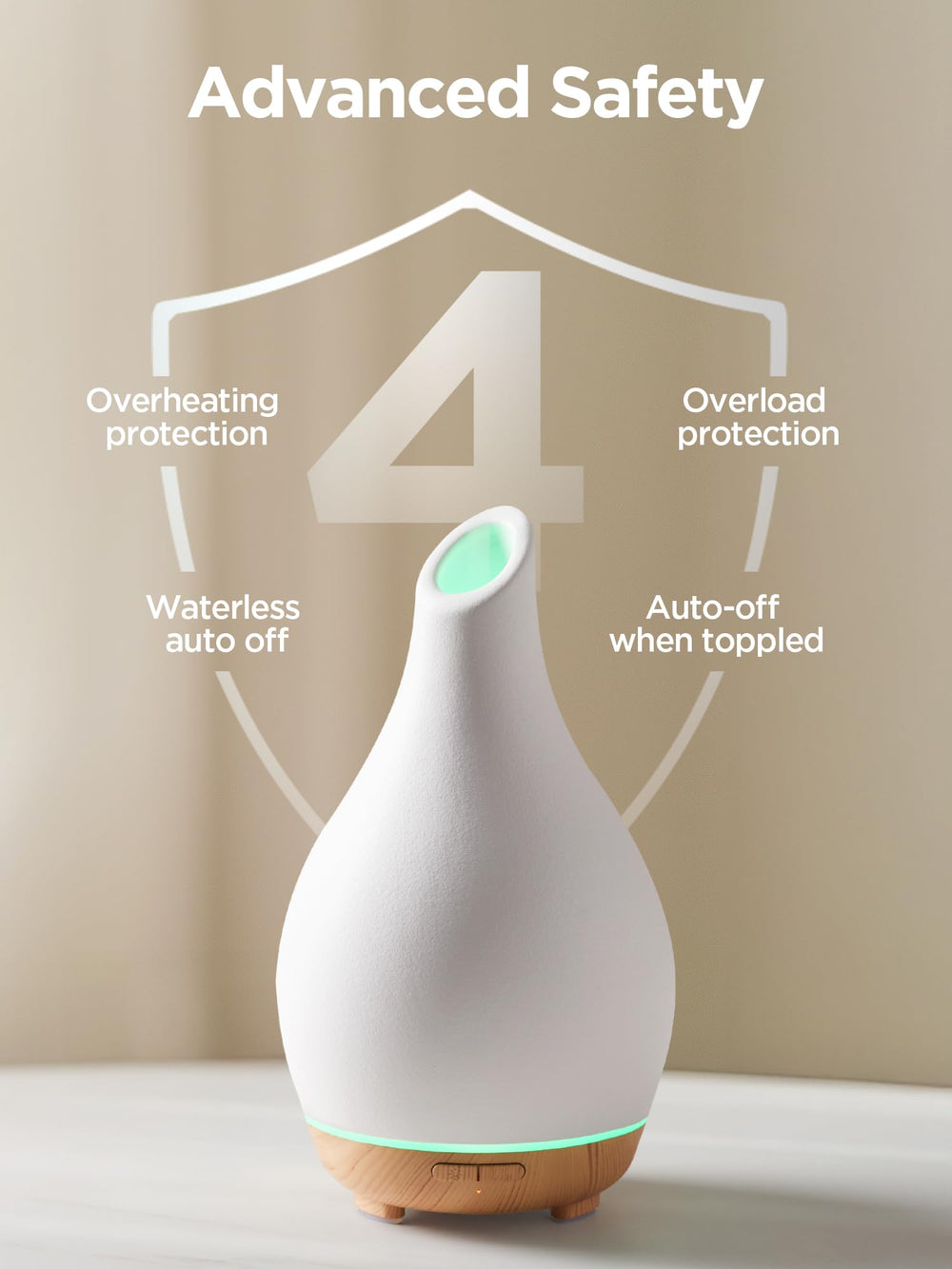 InnoGear funcionamiento ultrasónico silencioso para noches tranquilas y humidificación continua.