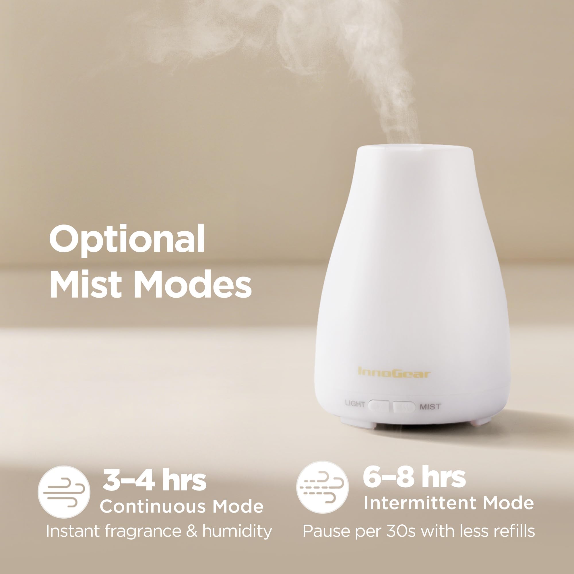 InnoGear diffuser in continuous mist mode for quick refresh
