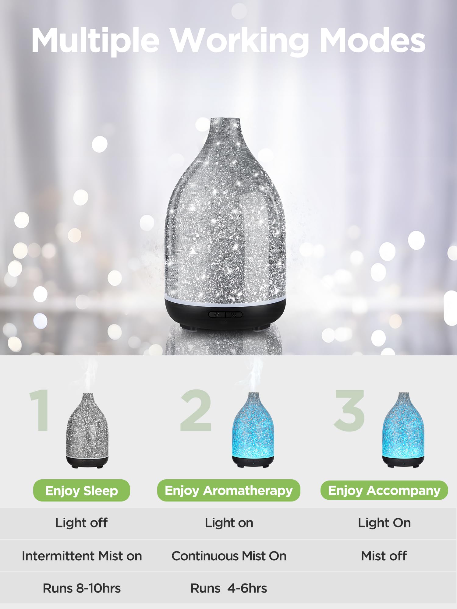 InnoGear diffuser shows chimney-shaped mist outlet for efficient desk spray.