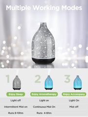 InnoGear diffuser shows chimney-shaped mist outlet for efficient desk spray.