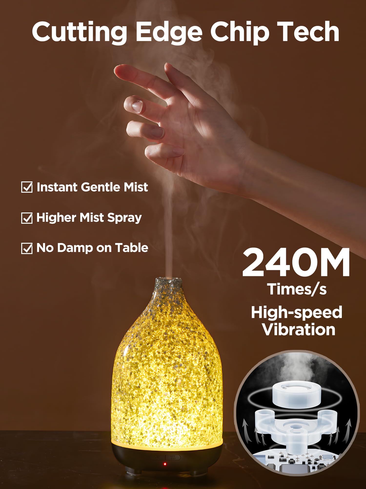 InnoGear diffuser with multicolor lights creates calming home or office ambiance.