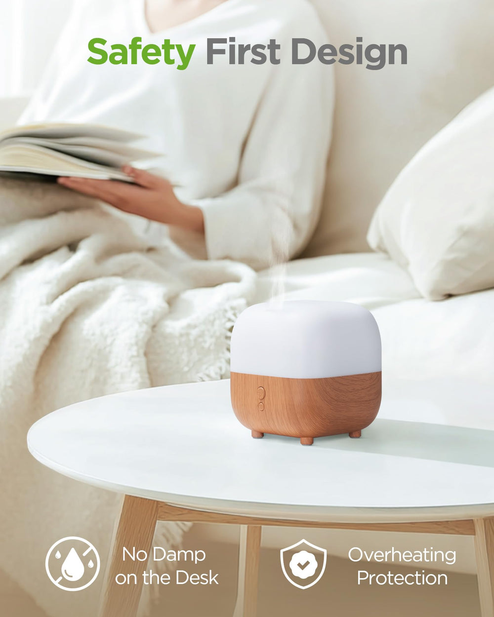 InnoGear diffuser operates quietly for undisturbed work or sleep.