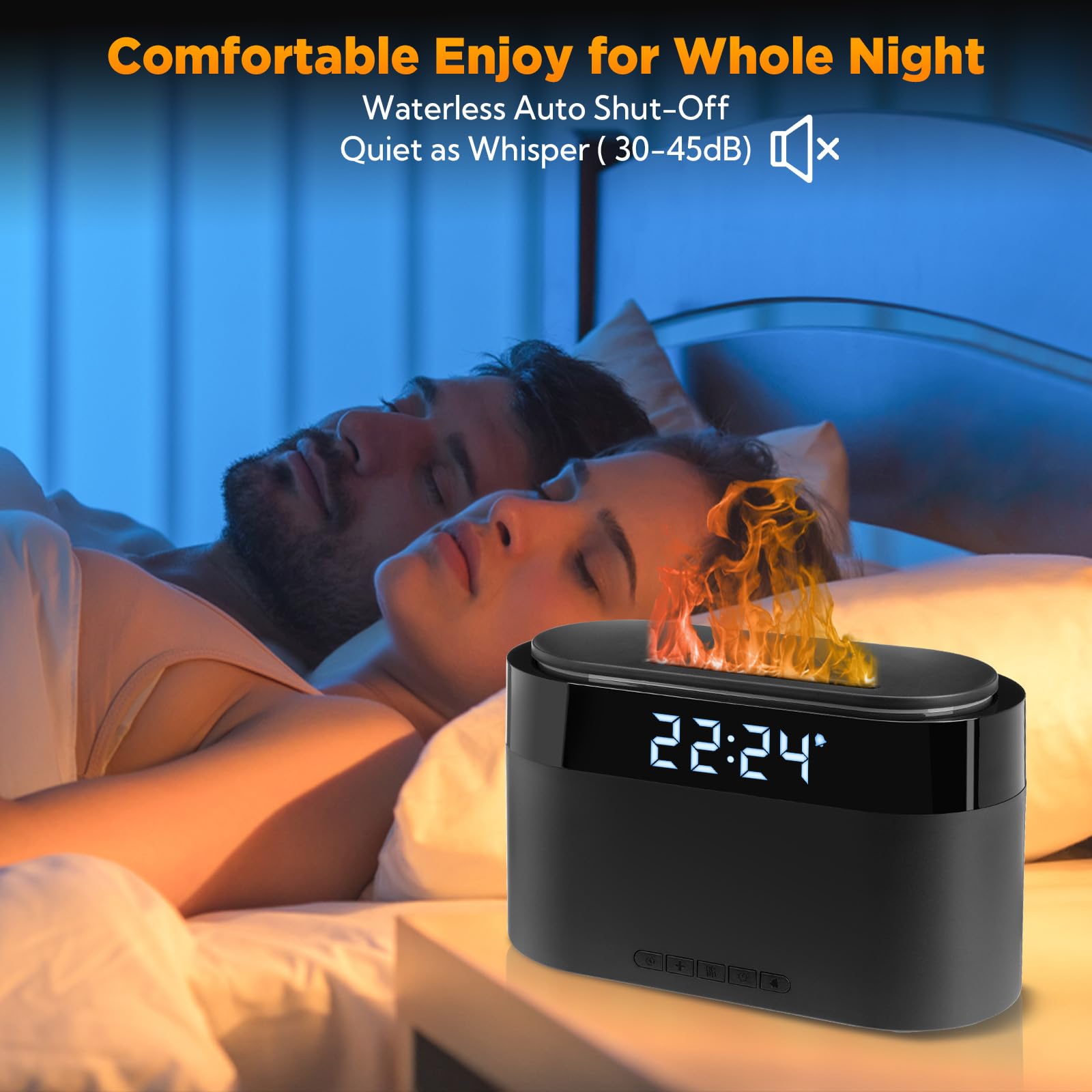 Innonew Flame Diffuser auto-off feature ensures safe use during hours of rest.