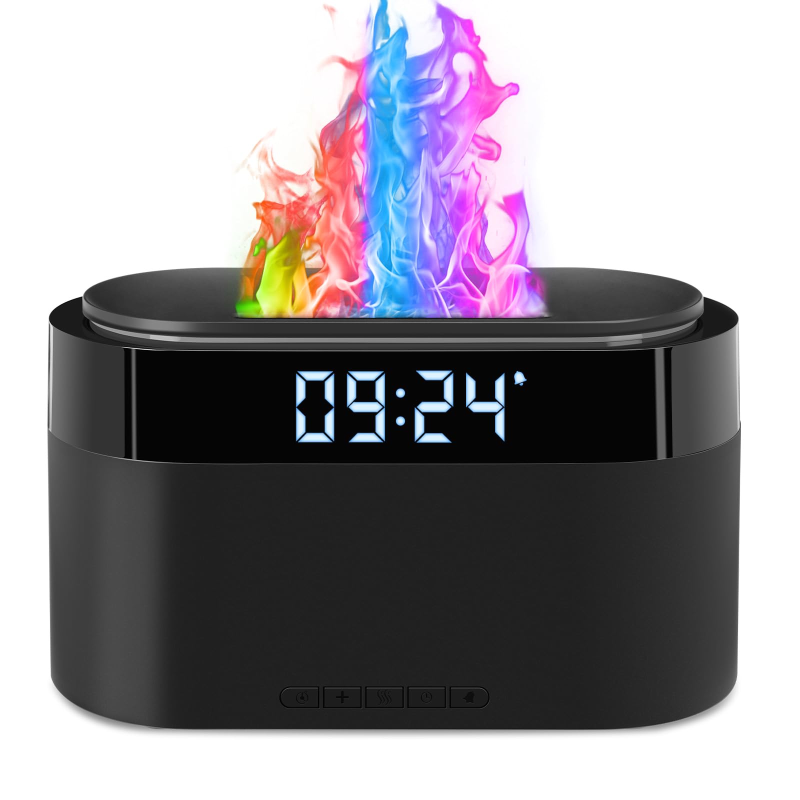 Innonew Flame Diffuser on a table releasing soft mist for ambient aroma and humidity.