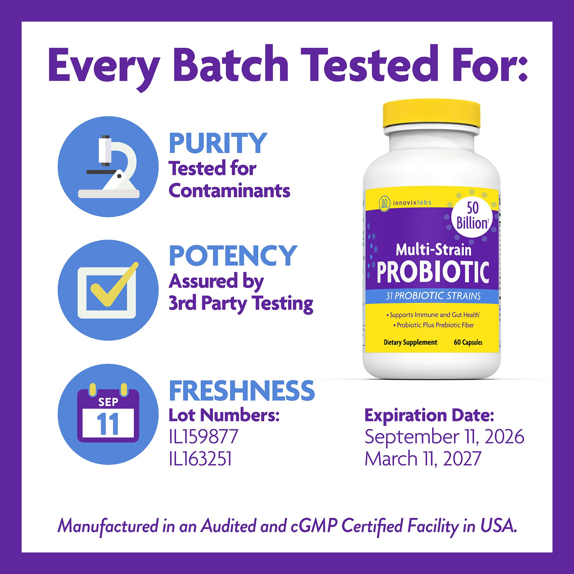 InnovixLabs Multi-Strain Probiotics Bacillus coagulans focus supports steady digestion and comfort