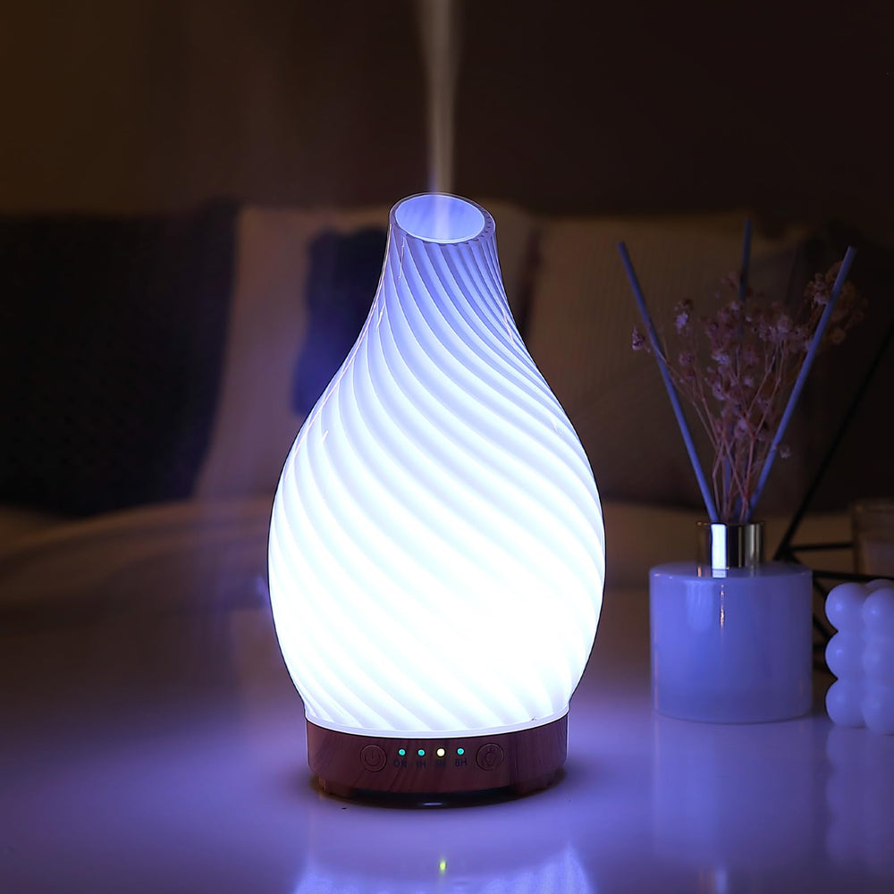 Inrorans diffuser enhances room ambience with aromatic scent for relaxation.