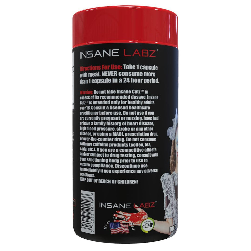 Insane Labz Insane Cutz capsules closeup showing a compact daily dose