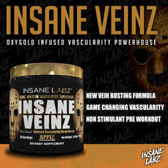 Insane Labz Insane Veinz Gold glass with drink hints at hydration and pumps