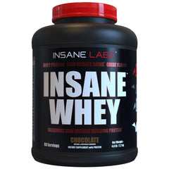 Insane Labz Insane Whey bottle on counter for convenient post-workout protein.
