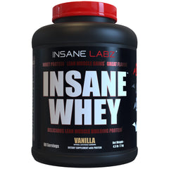 Insane Labz Insane Whey vanilla scoop for post-workout lean muscle support.