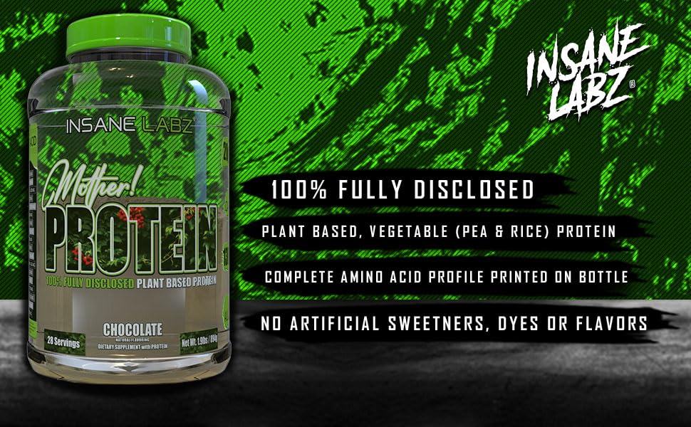 Serving scoop of Insane Labz Mother Protein signals dairy-free, plant-based option