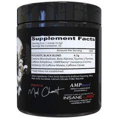 Close-up of Psychotic Black powder scoop texture for a strong pre-workout feel