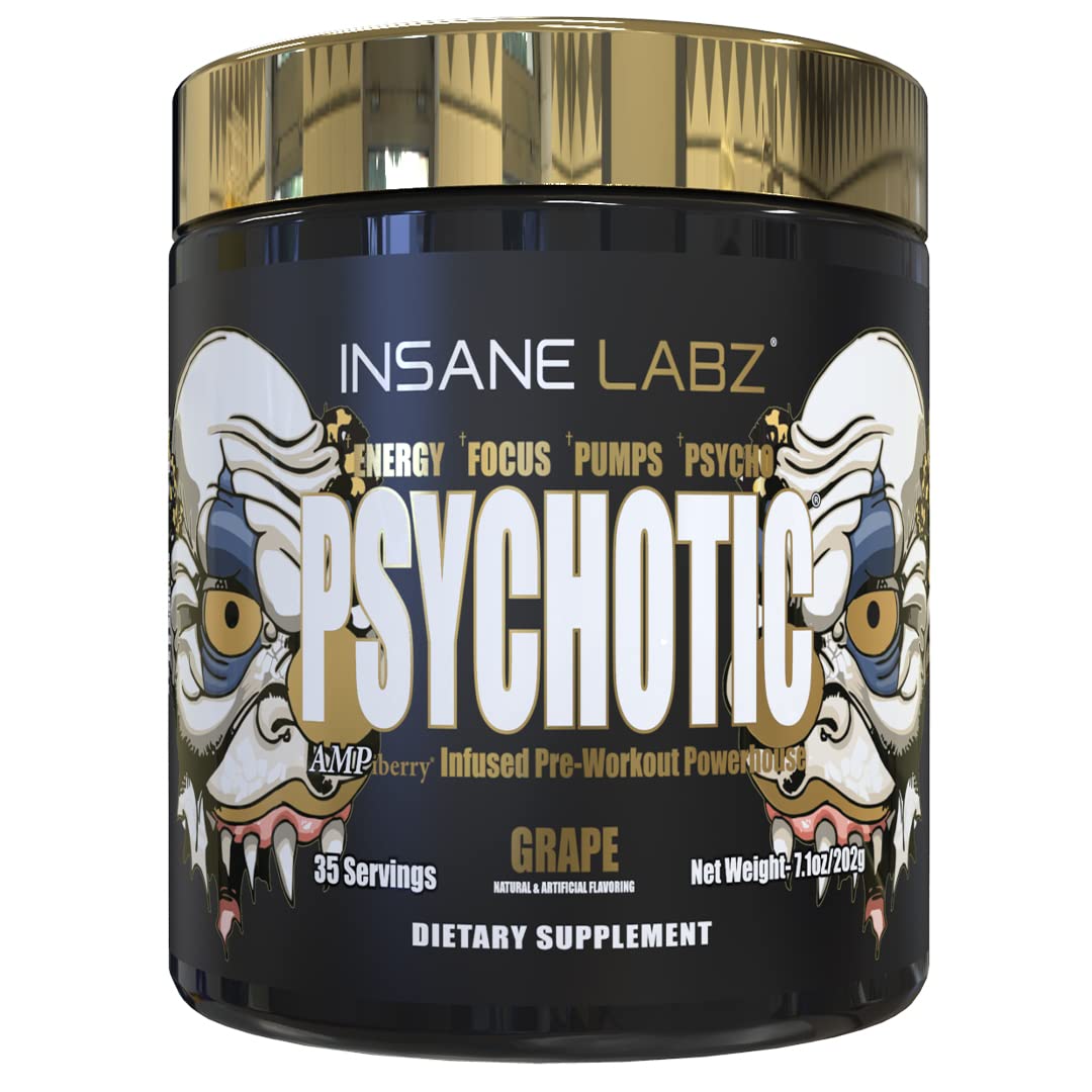 Insane Labz Psychotic Gold bottle pour for a powerful training energy boost.