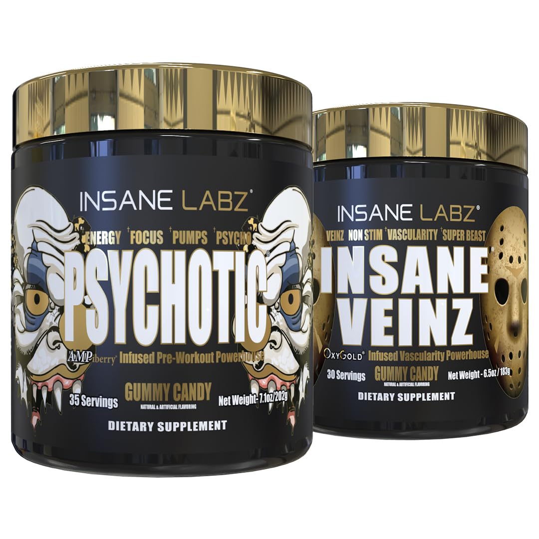 Insane Labz Psychotic Gold bottle pour showcases fast pre-workout energy.